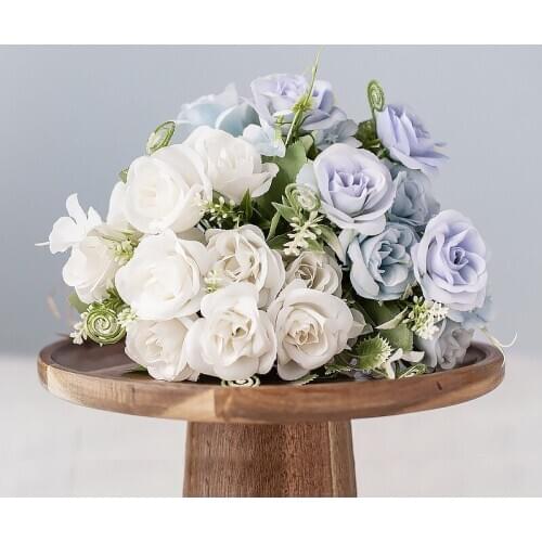 29cm Rose Pink Silk Peony Artificial Flowers Bouquet 10 Flowers Head Cheap Fake Flowers For Home Wedding Decoration Indoor