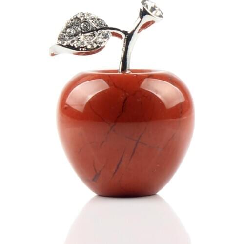 30-35g Mini Christmas Gift Natural Carved Apple Stone Pink Quartz Beads Healing Reiki Crystal Green Nature Gem Modern Home Decor