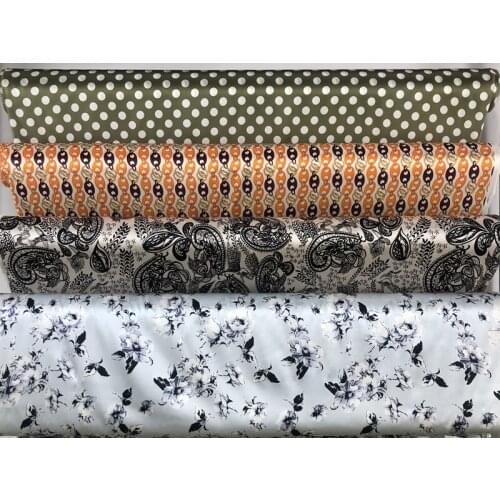 4 Patterns 116CM Wide 19MM Print Stretch Silk Satin Fabric Good for Summer Dress Skirt Shirt Pants JH212
