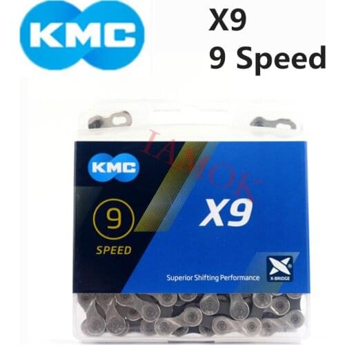 KMC X9 Bike 9 Speed Chain 1/2" X 11/128 with MissingLink Iamok 116L Chains for SHIMANO and 9-speed Drivetrains Bicycle Parts