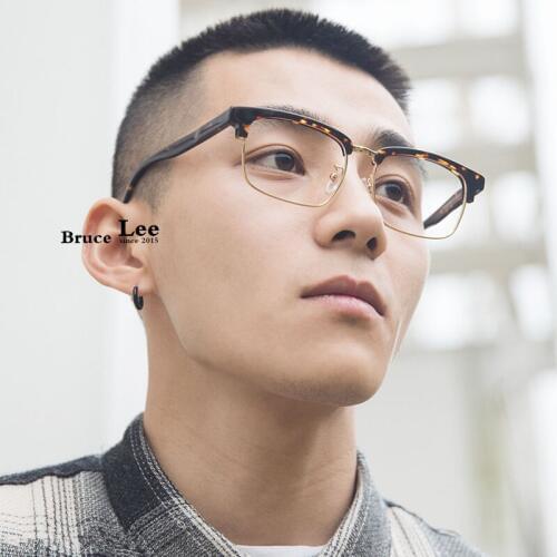 Acetate Glasses Frame Men Metal Square 2019 Women Semi Rimless Prescription Eyeglasses Half Optical Frame Nerd Spectacle Eyewear