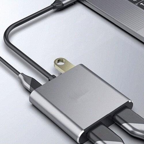 USB C to Dual-Screen Display Docking Station Hub with Two HDMI-Compatible Ports 4 in 1 Type C Hub