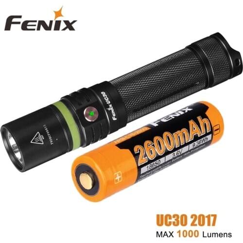 Fenix UC30 Cree XP-L HI V3 LED Flashlight Micro-USB charginge 1000 lumens for family use and outdoor activities