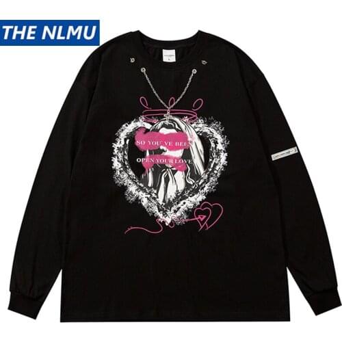 Men Hip Hop Streetwear Long Sleeve T Shirt Creative Print T-Shirt 2021 Autumn Harajuku Cotton Sweatshirt Tops Loose WE255