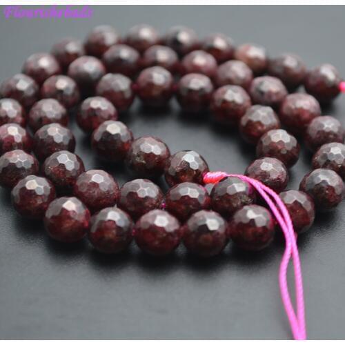 6mm 8mm Faceted Natural Garnet Stone Round Loose Beads