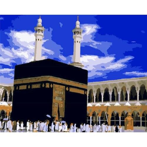 GATYZTORY 60x75cm Frame Diy Painting By Numbers Temple Canvas Drawing Landscape Handpainted Gift Wall Decor Artwork