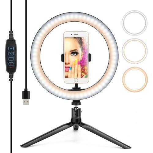 Dimmable Camera Photo Studio Phone Video LED Beauty Photography Dimmable Ring Lamp Desktop Live Flash Bracket Ring Light Set