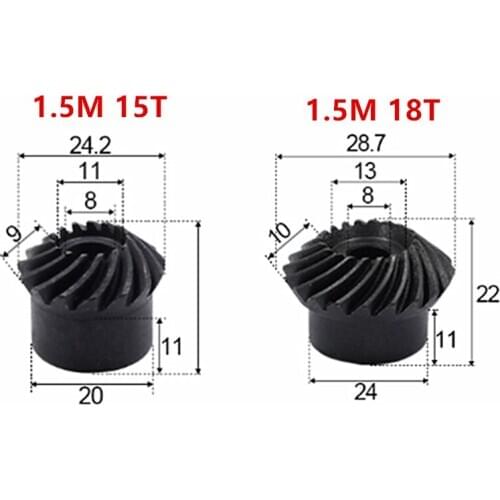 2pcs 1:1 Bevel Gear 1.5 Modulus 15T 18T Helical Gear 90 Degree Drive Commutation carbon Steel Gears шестеренки металл
