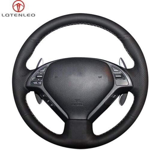 LQTENLEO Black Artificial Leather Car Steering Wheel Cover For Infiniti G G25 G35 G37 EX EX35 EX30 EX37 Q Q40 Q60 QX50 2014-2018