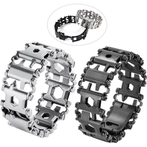 29 in1 Multi-Tool Bracelet Stainless Steel Tread Bracelet Bolt Driver Tools Kit Wearable Bike Multitool for Outdoor Camping
