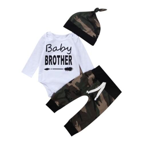 0-18M Fashion Newborn Baby Boys Clothes Long Sleeve Tops Romper Camouflage Pants Hats Outfits Cotton Autumn Baby Sets