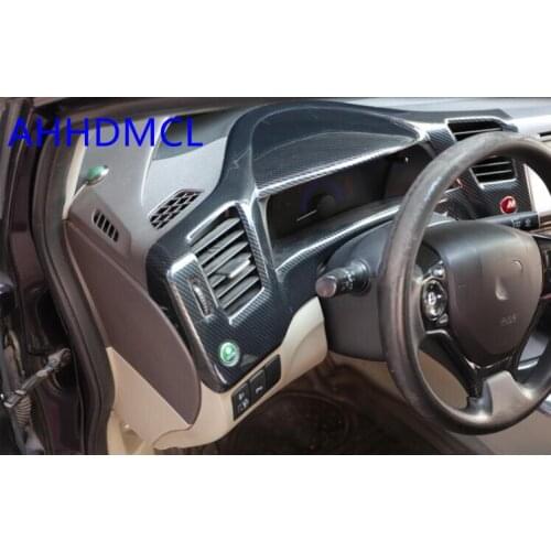 Car Interior Mouldings Modification Decorative Trim Frame Interior Sequins Carbon Fiber Color For Civic IX 2012 2013 2014 2015