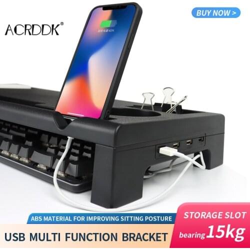 Desktop Shelf Monitor Stand Computer Screen Riser Computer Laptop Support Table Organizer Storage Rack with USB Charging Port FC