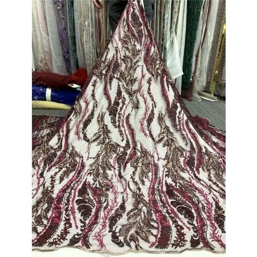 Latest Design French Net Lace Fabric High Quality African Tulle Lace With beads SYJ-2986823 Nigerian Lace Fabric For Wedding