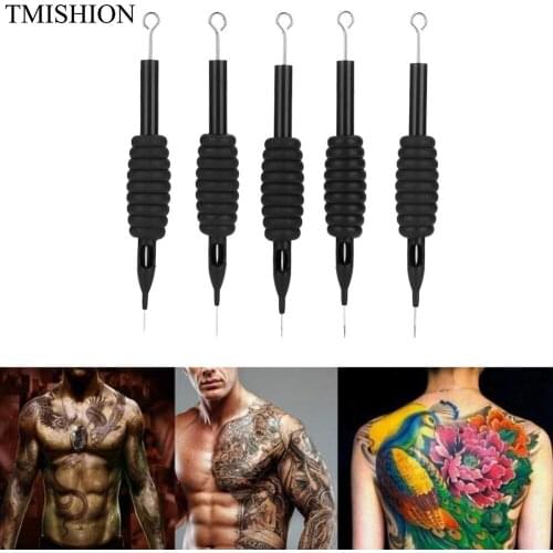 5Pcs/Set Disposable Sterile Tattoo Needle Semi-Permanent Silicone Tattoo Grips Black Makeup Cartridge Needle 1RL 3RL 5RL 7RL 9RL