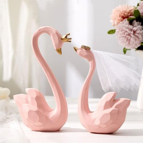 Nordic modern wedding couple swan statue figurine resin decoration home decoration accessories room living room decoration