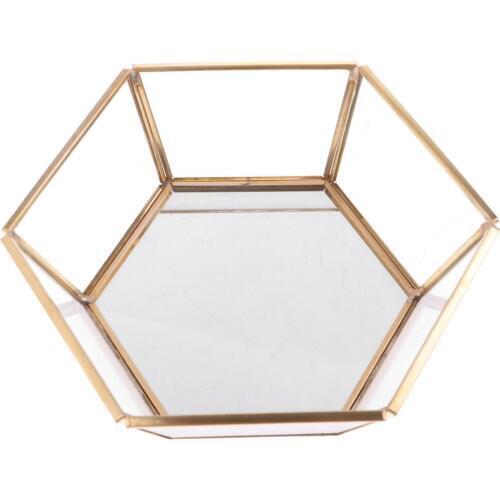 Geometric Glass Jewelry Tray Makeup Organizer Succulent Plants Planter Copper