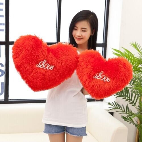 Red Heart Shape Throw Pillow Sofa Car Seat Cushion Stuffed Plush Doll Toy Cushion Home Decoration Cushions Wedding Lovers Gift