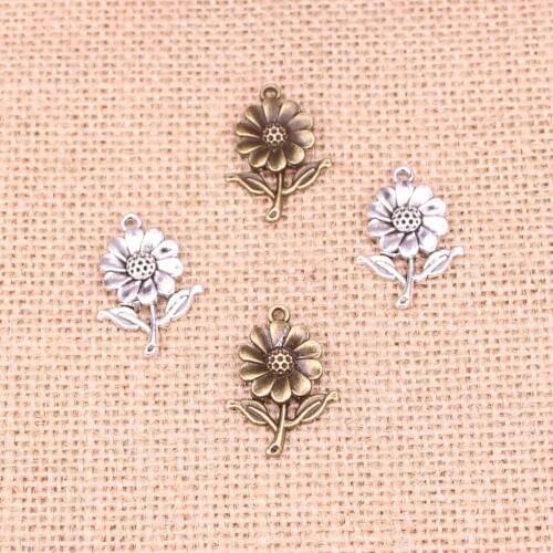 16pcs Charms sunflower flower Antique Bronze Plated Pendants Fit Jewelry Making Findings Accessories 27*20mm