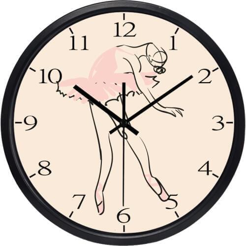 Popular Ballet Girl Artistic Wall Clock Glass Dance Room Decoration Number Clock