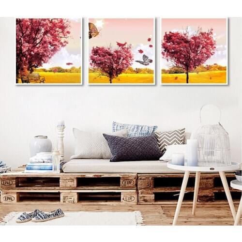 Fantasy Pink Love Tree Poster 3 Pieces Print Canvas Painting Picture Aisle Home Wall Art Bedroom Modern Decoration Custom