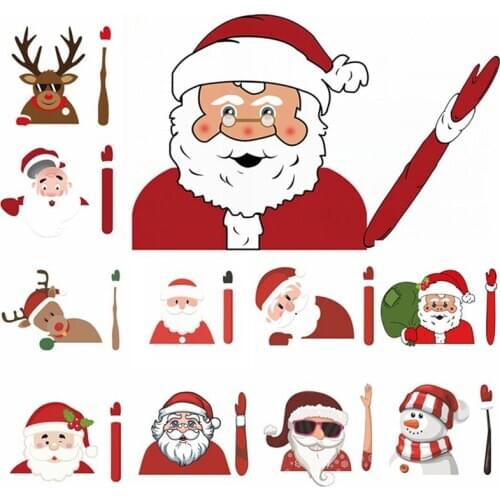 Christmas Santa Claus Car Stickers No Straps Directly Attached to the Wiper Christmas Elderly Personality Car Stickers U3