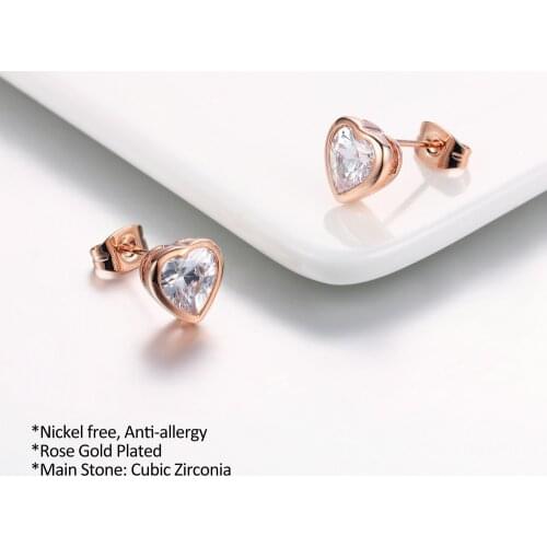 Love Heart Stud Earrings For Women AAA+ Stellux Crystal Rose Gold Silver Color Fashion Brand Wedding Jewelry Brincos DWE262