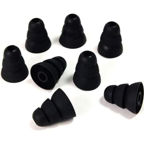 Triple Flange Noise Isolate Silicone Cushion Ear Bud Tips with 4mm Connector Hole, Fit for Most In Ear Earphone also for Monster