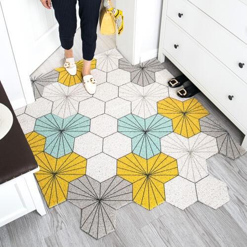 Nordic Colorful geometry Entrance hall carpet PVC wire loop mat INS Door mat Living room floor mat bathroom non-slip rug