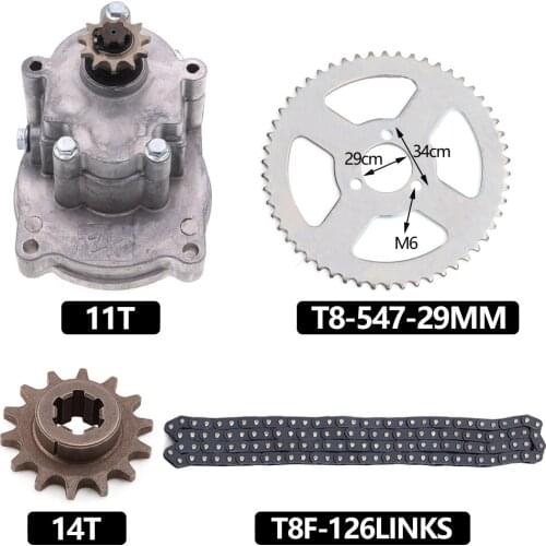 T8F 11T Clutch Drum Gear Box with 126 Links Chain 54T Sprocket for 47cc- 49cc Go Kart Mini Moto Dirt Bike Scooter ATV Buggy