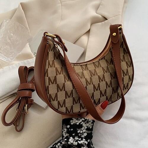 Vintage Half a month Underarm bag 2021 New High-quality PU Leather Womens Designer Handbag Luxury brand Shoulder Bag Travel Bag