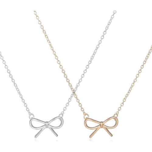Yiustar New Fashion Dainty Bow Necklace Knot Simple Cute Lovely Elegant Jewelry XL001