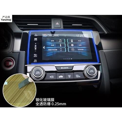 Car GPS Navigation Screen Tempered Steel Protective Film For Honda Civic 10th 2016 2017 2018 Control of LCD Screen Car Sticker