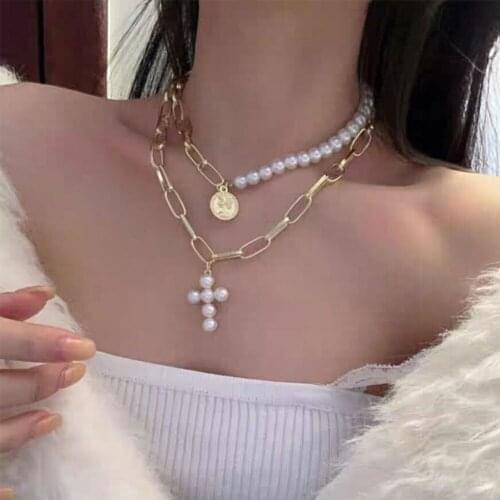 Fashion Multi-layered Snake Chain Necklace For Women Vintage Gold Coin Pearl Choker Sweater Necklace Party Jewelry Gift