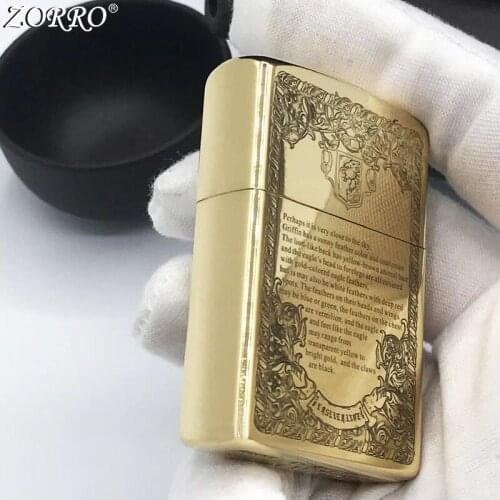 Zorro unyielding will pure copper kerosene lighter exquisite carving crafts personality creative gifts