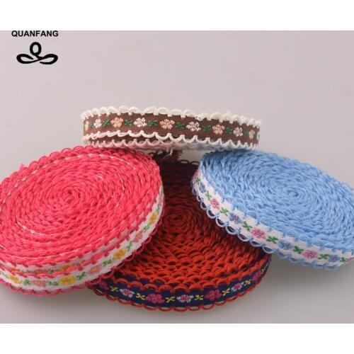 10mm Single Face Grosgrain Satin Embroidered Lace Ribbon Hemming Wrapping Decoration DIY Gift Craft Packing Hair Accessories