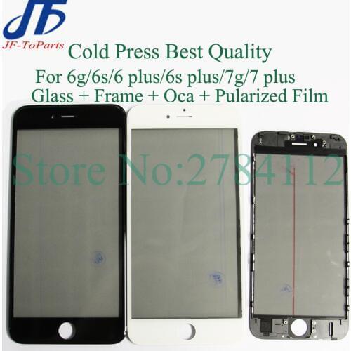 10Pcs 4 in 1 Original Cold Press Front Screen Outer Glass Frame OCA Polarizer For iPhone 8 7 6 6s Plus 8G 7G 5 5s Screen Glass