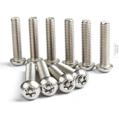 10pcs M6 Security Torx machine pan round head screws stainless steel Anti-theft screw lamp fitting bolts 8-30mm length