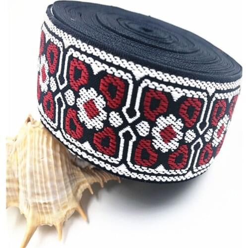 10Yards 33mm 1-1/4' Red Flowers Gift Wrapping Ribbons Woven Jacquard Ribbon Handmade Bow Craft Accessory Wedding Supplies