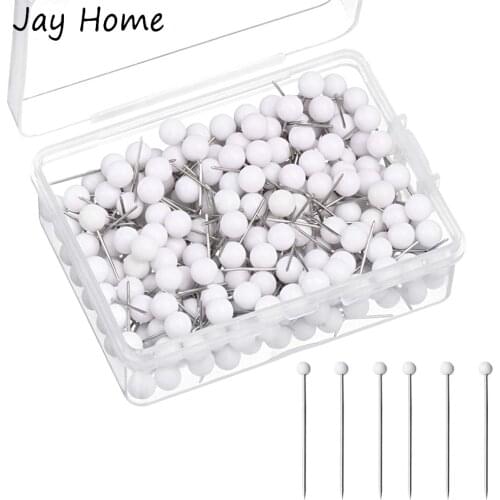 100PCS 32mm Sewing Pins Ball Glass Head Pins White Straight Quilting Pins for Dressmaker Jewelry Decoration DIY Sewing Crafts