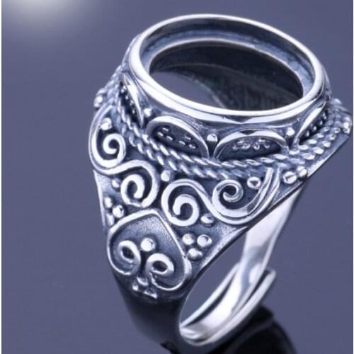 12*14mm 925 STERLING SILVER Semi Mount Bases Blanks base blank Pad VINTAGE rings ring Setting jewelry findings men DIY A2381