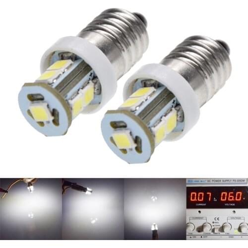 2Pcs E10 1W LED For Focus Flashlight Replacement Bulb Torches Work Light Lamp 2835 SMD 7 LED Pure White DC 6V