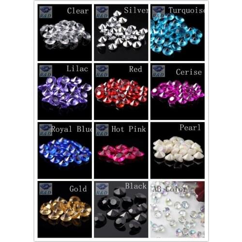 2000pcs/lot 10mm 4 Carat 16 Colors in Stock Wedding Decoration Table Scatter Crystals Acrylic Diamond Confetti Crystal Confetti