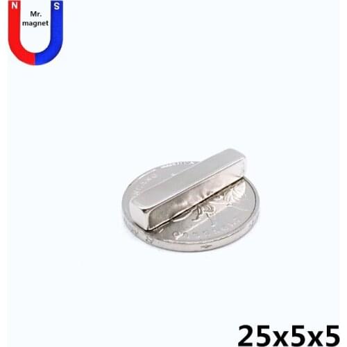 30/100/500pcs 25x5x5 magnet cuboid rectangle Metal magnets 25*5*5 rare earth permanent magnetic material 25x5x5 mm NdFeB strong