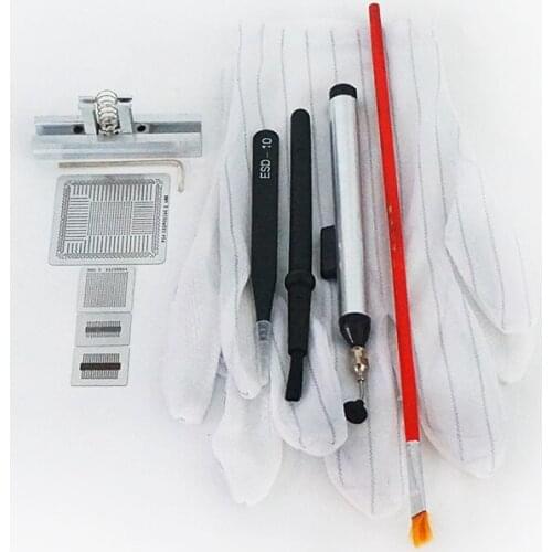 4PCS BGA Universal Stencils Mini Reballing Jig BGA Brush -255x8MM Vacuum Suction Pen-FFQ-939 Reballing Tool Kit