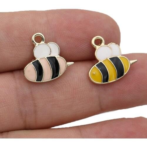 5Pcs Enamel Gold Color Bee Charm Pendant for Jewelry Making Earrings Bracelet Necklace Accessories DIY Findings