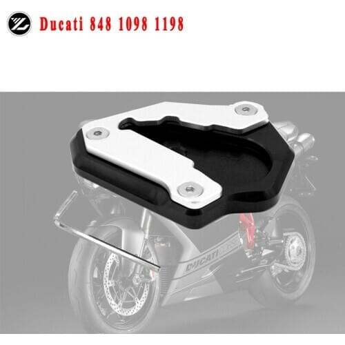 Motorcycle Accessories Kickstand CNC Aluminum Side Stand Extension Plate Pad Support For DUCATI 848 1098 1198 Motor Parts