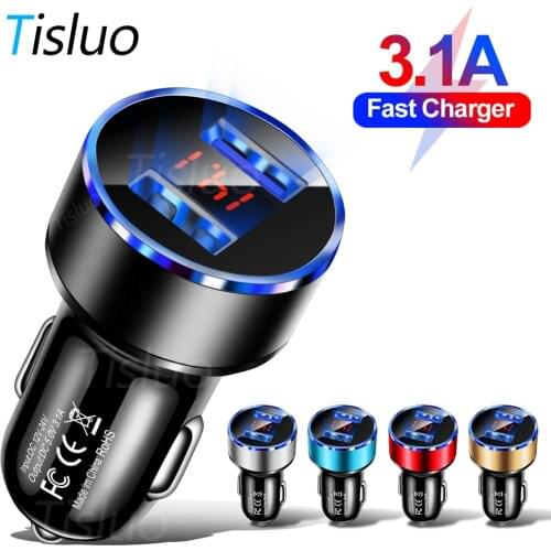 Dual Car Charger 3.1A Fast Charging Car USB Charger in Car For Samsung Xiaomi iphone 11 Plus 8 12 Universal Mobile Phone Adapter