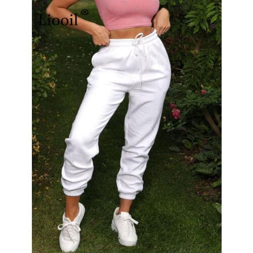 White Fleece Baggy Sweat Pants Women Autumn 2021 Winter Sexy High Waist Trousers With Pocket Streetwear Thick Joggers Sweatpants