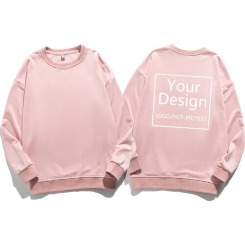 Oversize Printed Customized Sweatshirt Unisex Couple Crewneck Pullover Hoodies Men Women Diy Logo Text Photo Moletom Streetwear